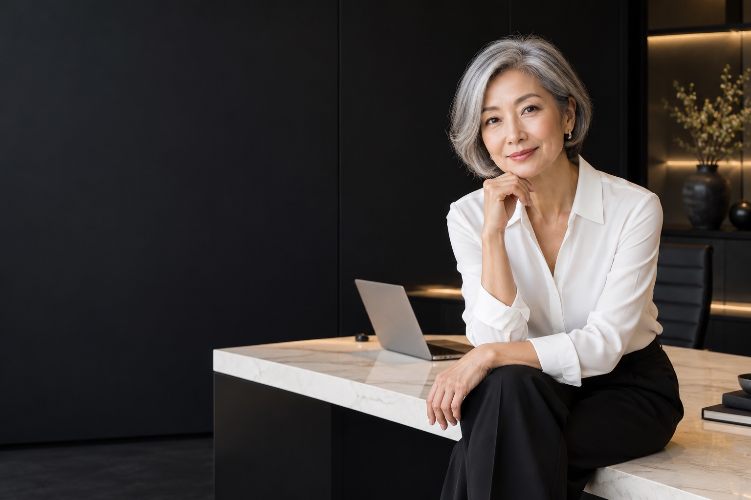 Services — professional in a warm charcoal and white workspace